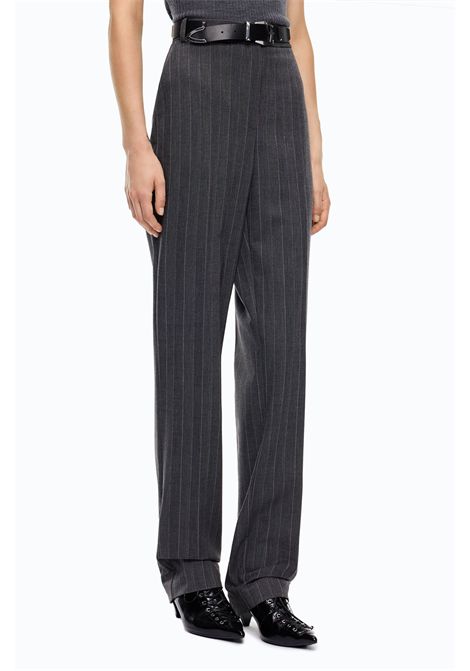 Pinko Pleione Pinstripe Cigarette Trousers in Stretch Wool Blend in Grey-Pink Multicolour Women's PINKO |  | 107264-A3FFIN4