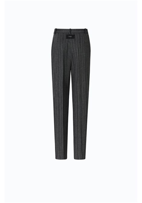 Pinko Pleione Pinstripe Cigarette Trousers in Stretch Wool Blend in Grey-Pink Multicolour Women's PINKO |  | 107264-A3FFIN4