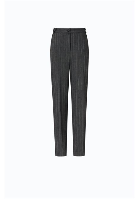 Pinko Pleione Pinstripe Cigarette Trousers in Stretch Wool Blend in Grey-Pink Multicolour Women's PINKO |  | 107264-A3FFIN4