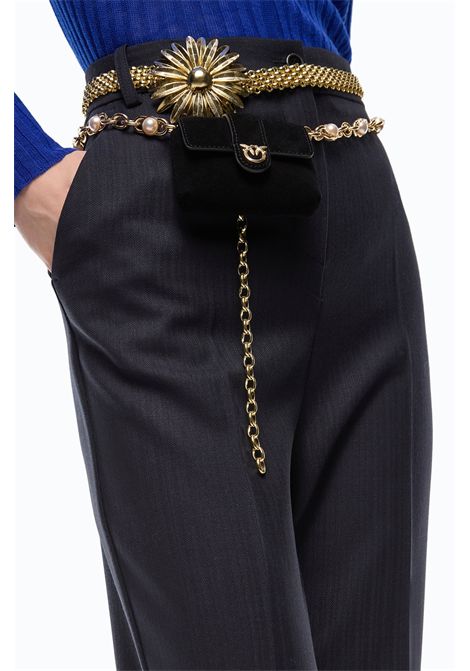Pinko Pleione Cigarette Trousers in Stretch Wool Blend in Dark Blue Women's PINKO |  | 107264-A3IFG03