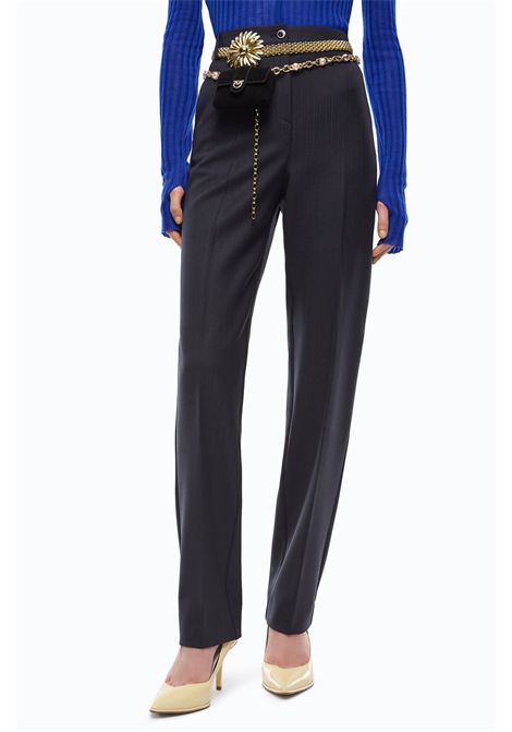 Pinko Pleione Cigarette Trousers in Stretch Wool Blend in Dark Blue Women's PINKO |  | 107264-A3IFG03