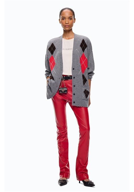 Pinko Bristol Diamond-Pattern Cardigan in Wool and Cashmere in Grey-Brown Multicolour Women's PINKO |  | 107291-A3IEIL1