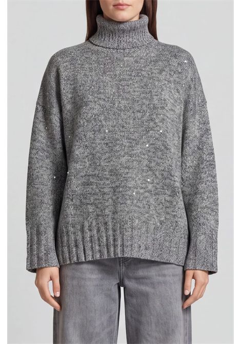 Pinko Dolcevita in Misto Lana con Paillettes e Spalle Scese Grigio Mélange Donna PINKO | Dolcevita | 107337-A3GDZK4