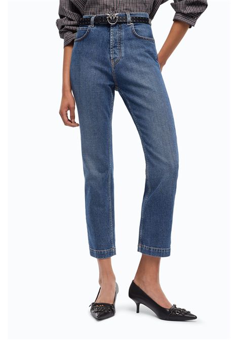 Pinko Jeans Sue Slim Comfort Cropped in Denim Stretch Azzurro Donna PINKO | Jeans | 107385-A3KAPJD