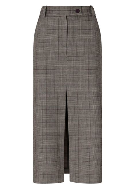 Pinko Galega Longuette Check Wool Skirt in Beige-Bordeaux-Black Multicolour Women's PINKO |  | 107448-A3FFCYZ