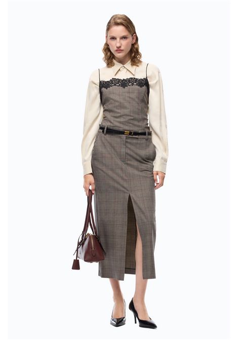 Pinko Galega Longuette Check Wool Skirt in Beige-Bordeaux-Black Multicolour Women's PINKO |  | 107448-A3FFCYZ