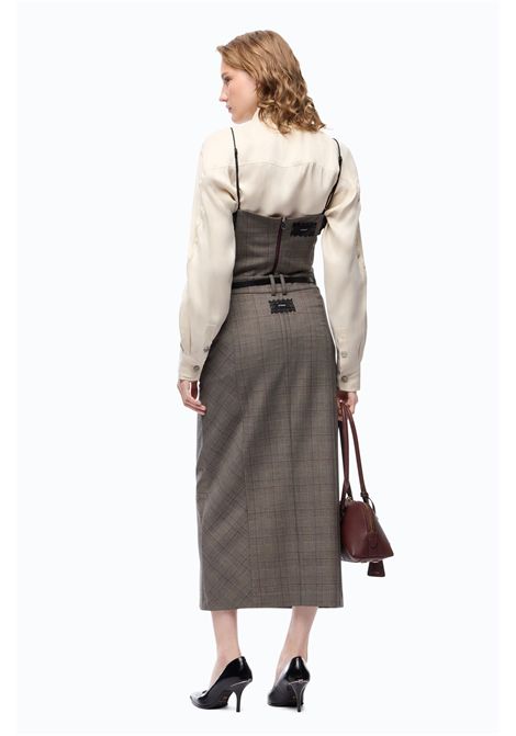 Pinko Galega Longuette Check Wool Skirt in Beige-Bordeaux-Black Multicolour Women's PINKO |  | 107448-A3FFCYZ