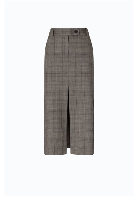 Pinko Galega Longuette Check Wool Skirt in Beige-Bordeaux-Black Multicolour Women's PINKO |  | 107448-A3FFCYZ
