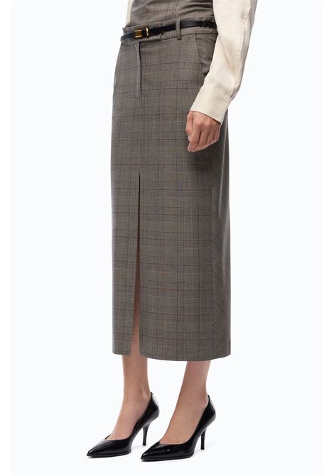 Pinko Galega Longuette Check Wool Skirt in Beige-Bordeaux-Black Multicolour Women's PINKO |  | 107448-A3FFCYZ