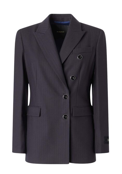 Pinko New Amalfi Slim-Fit Double-Breasted Jacket in Dark Blue Wool Blend Women's PINKO |  | 107513-A3IFG03