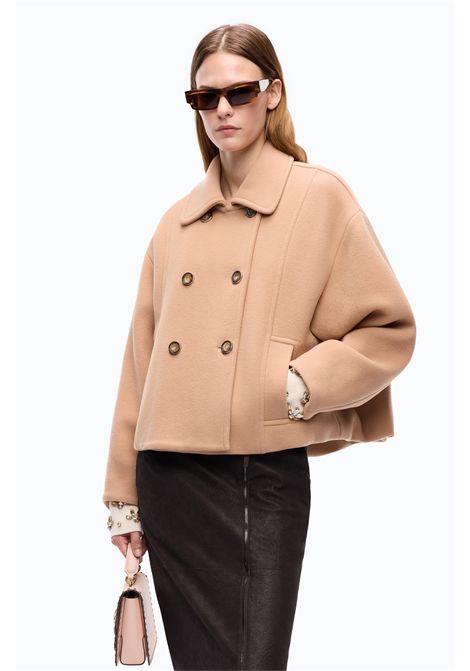 Pinko Caban Craspedia Doppiopetto in Panno Doppio di Misto Lana Beige Donna PINKO | Caban | 107552-A3FGD37