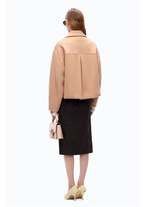 Pinko Caban Craspedia Doppiopetto in Panno Doppio di Misto Lana Beige Donna PINKO | Caban | 107552-A3FGD37