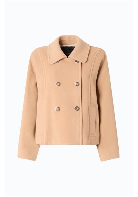 Pinko Caban Craspedia Doppiopetto in Panno Doppio di Misto Lana Beige Donna PINKO | Caban | 107552-A3FGD37