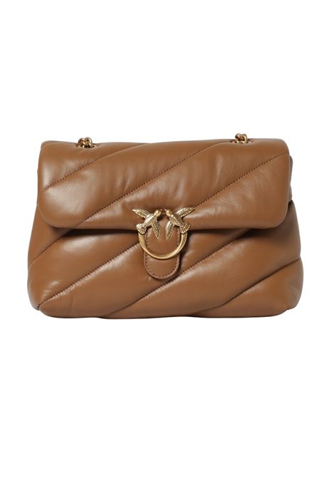 Pinko Classic Love Bag Puff Shoulder Bag in Quilted Nappa Leather with Logo Buckle in Tan Women's PINKO |  | 107616-A0F2M37Q