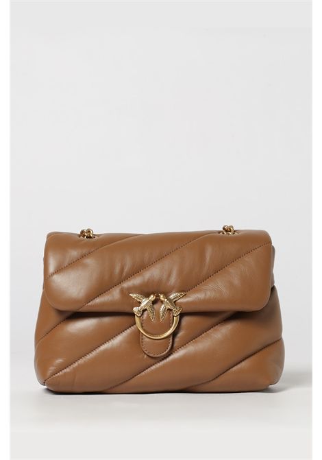 Pinko Classic Love Bag Puff Shoulder Bag in Quilted Nappa Leather with Logo Buckle in Tan Women's PINKO |  | 107616-A0F2M37Q