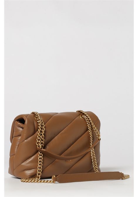 Pinko Classic Love Bag Puff Shoulder Bag in Quilted Nappa Leather with Logo Buckle in Tan Women's PINKO |  | 107616-A0F2M37Q