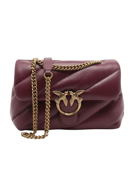 Pinko Classic Love Bag Puff Shoulder Bag in Quilted Nappa Leather with Logo Buckle in Burgundy Women's PINKO |  | 107616-A0F2WW5Q
