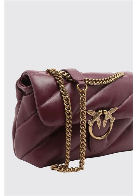 Pinko Classic Love Bag Puff Shoulder Bag in Quilted Nappa Leather with Logo Buckle in Burgundy Women's PINKO |  | 107616-A0F2WW5Q