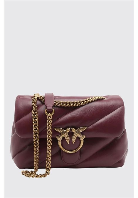Pinko Classic Love Bag Puff Shoulder Bag in Quilted Nappa Leather with Logo Buckle in Burgundy Women's PINKO |  | 107616-A0F2WW5Q
