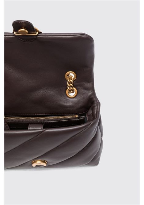 Pinko Mini Classic Love Bag Puff Shoulder Bag in Quilted Nappa Leather with Logo in Dark Brown Women's PINKO |  | 107617-A0F2M12Q