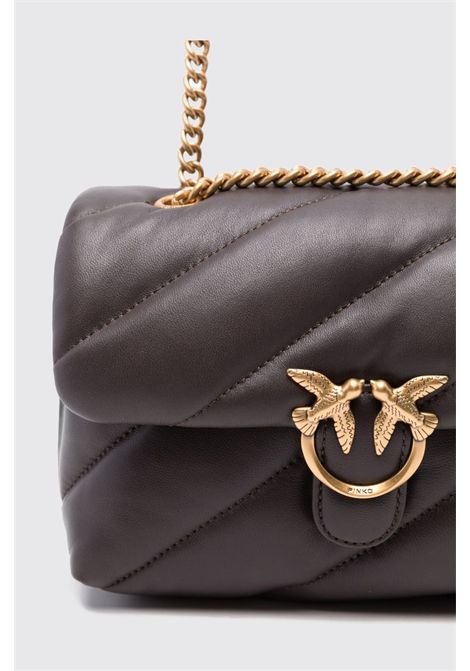 Pinko Mini Classic Love Bag Puff Shoulder Bag in Quilted Nappa Leather with Logo in Dark Brown Women's PINKO |  | 107617-A0F2M12Q