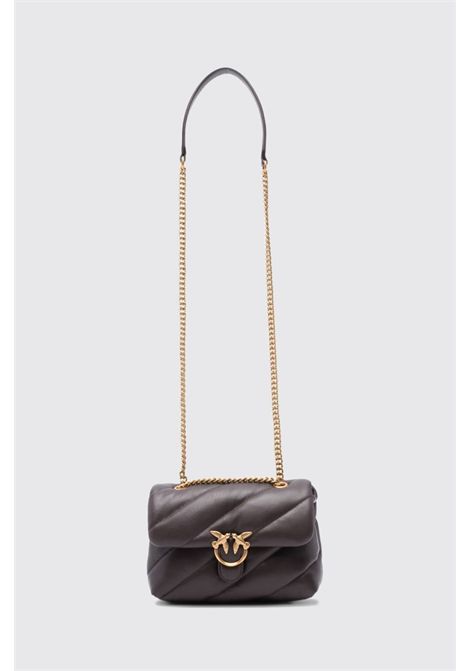 Pinko Mini Classic Love Bag Puff Shoulder Bag in Quilted Nappa Leather with Logo in Dark Brown Women's PINKO |  | 107617-A0F2M12Q