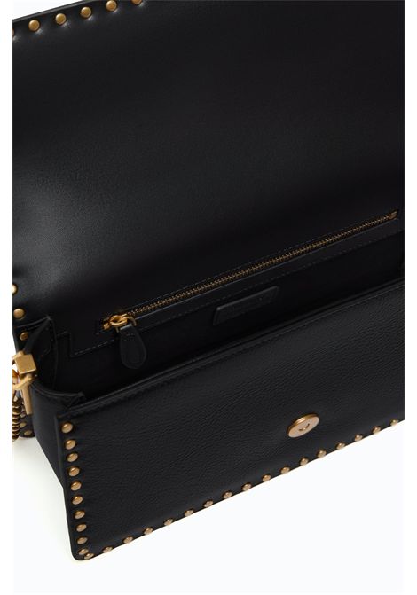 Pinko Love One Slouchy Medium Crossbody Bag in Studded Leather in Black Women's PINKO |  | 107664-A2JGZ99Q
