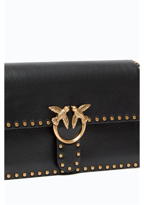 Pinko Love One Slouchy Medium Crossbody Bag in Studded Leather in Black Women's PINKO |  | 107664-A2JGZ99Q
