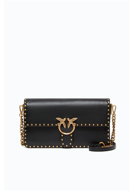 Pinko Love One Slouchy Medium Crossbody Bag in Studded Leather in Black Women's PINKO |  | 107664-A2JGZ99Q