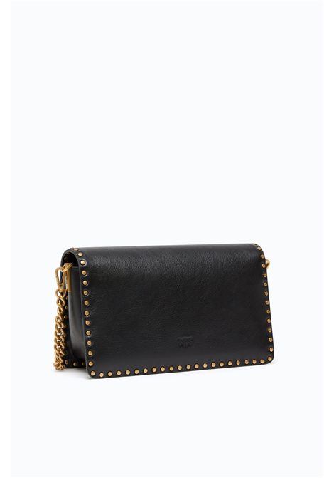 Pinko Love One Slouchy Medium Crossbody Bag in Studded Leather in Black Women's PINKO |  | 107664-A2JGZ99Q