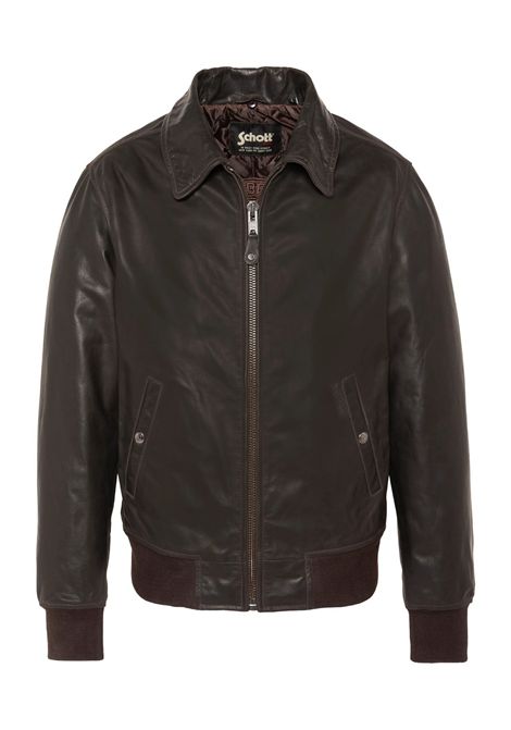 Schott NYC Giubbotto Pilota in Pelle di Bufalo Marrone Scuro Uomo SCHOTT N.Y.C | Giubbotti | LC930DOXDDARK BROWN