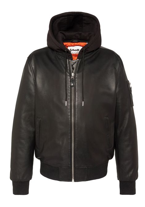 Schott NYC Bomber MA-1 in Pelle d'Agnello Nero Uomo SCHOTT N.Y.C | Giubbotti | LCSPORTBLACK