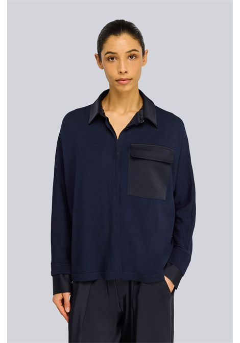 Semicouture Maglia Laetitia in Lana Vergine Blu Notte Donna SEMICOUTURE | MAGLIERIA | S6WA45N12-1