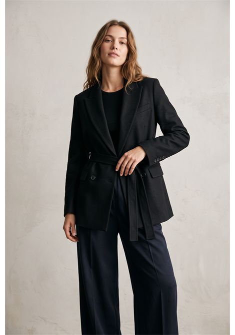 Semicouture Pantalone Jhonny a Palazzo in Envers Satin Blu Notte Donna SEMICOUTURE | Pantaloni | S6WM31N12-1