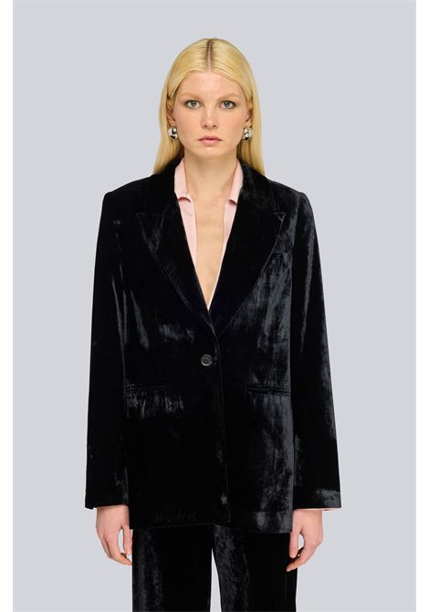 Semicouture Giacca Randa Monopetto in Velluto Nero Donna SEMICOUTURE | GIACCHE | S6WR02Y69-0