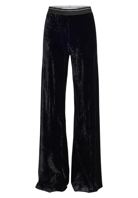 Semicouture Pantalone Chelle in Velluto Nero Donna SEMICOUTURE | Pantaloni | S6WR18Y69-0