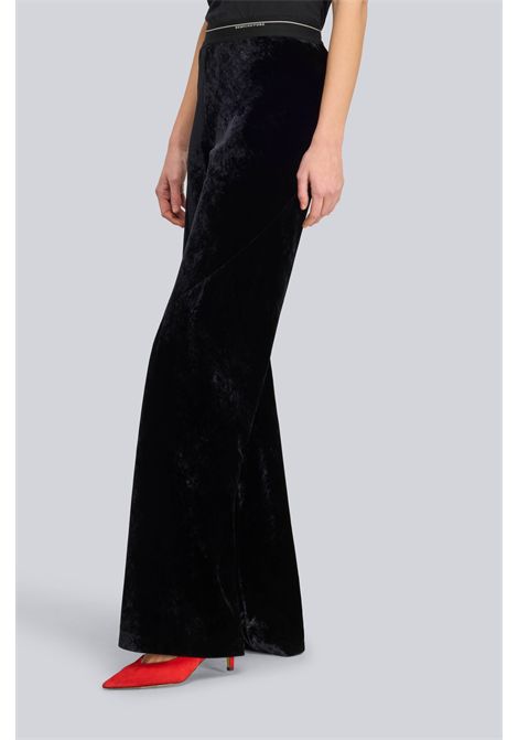 Semicouture Pantalone Chelle in Velluto Nero Donna SEMICOUTURE | Pantaloni | S6WR18Y69-0