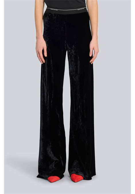 Semicouture Pantalone Chelle in Velluto Nero Donna SEMICOUTURE | Pantaloni | S6WR18Y69-0