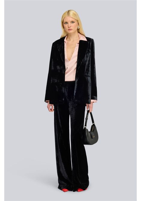 Semicouture Pantalone Chelle in Velluto Nero Donna SEMICOUTURE | Pantaloni | S6WR18Y69-0