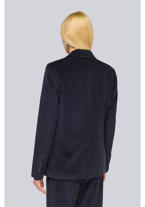 Semicouture Giacca Phyllida Doppiopetto in Velluto a Coste Blu Notte Donna SEMICOUTURE | GIACCHE | S6WR40N12-1