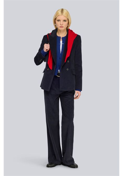 Semicouture Giacca Phyllida Doppiopetto in Velluto a Coste Blu Notte Donna SEMICOUTURE | GIACCHE | S6WR40N12-1