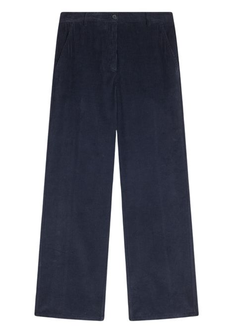 Semicouture Pantalone Quennie in Velluto a Coste Blu Notte Donna SEMICOUTURE | Pantaloni | S6WR48N12-1