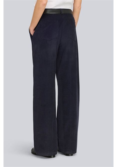 Semicouture Pantalone Quennie in Velluto a Coste Blu Notte Donna SEMICOUTURE | Pantaloni | S6WR48N12-1