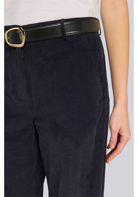 Semicouture Pantalone Quennie in Velluto a Coste Blu Notte Donna SEMICOUTURE | Pantaloni | S6WR48N12-1