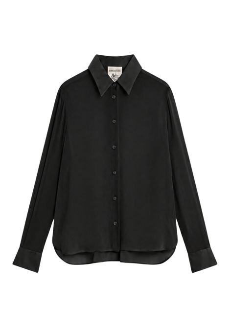 Semicouture Camicia Floelle in Georgette Nero Donna SEMICOUTURE | CAMICIE | S6WU10Y69-0