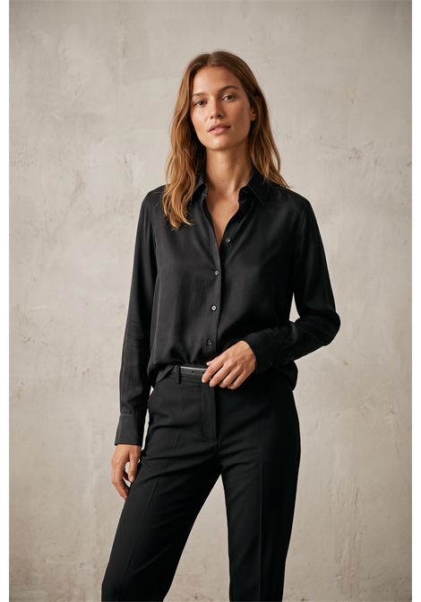 Semicouture Camicia Floelle in Georgette Nero Donna SEMICOUTURE | CAMICIE | S6WU10Y69-0