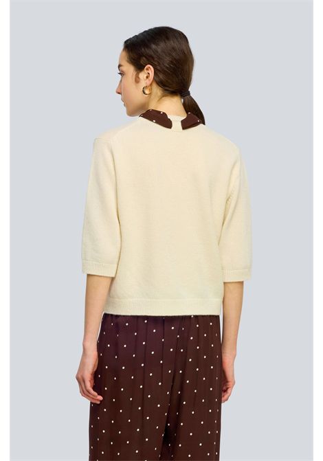 Semicouture Maglia Avril in Lana Merino con Inserto Stampato Burro e Pois Canyon Donna SEMICOUTURE | MAGLIERIA | Y6WG28A19PV
