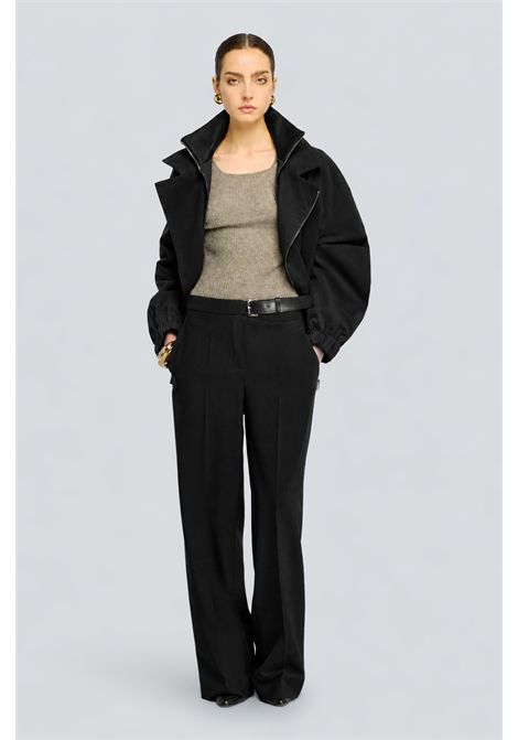 Semicouture Pantalone Debbie in Fresco Lana Nero Donna SEMICOUTURE | Pantaloni | Y6WI31Y69-0