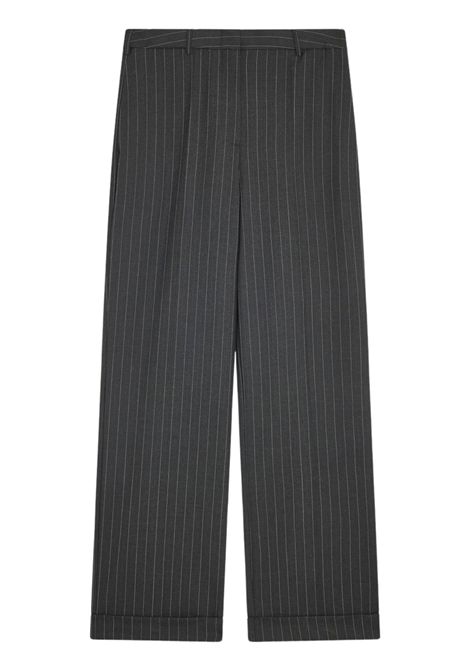 Semicouture Pantalone Lola in Lana Gessata Gessato Grigio Donna SEMICOUTURE | Pantaloni | Y6WM65RG117