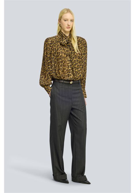 Semicouture Pantalone Lola in Lana Gessata Gessato Grigio Donna SEMICOUTURE | Pantaloni | Y6WM65RG117